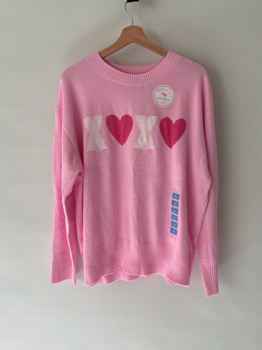 Berkley Jensen Pink Heart XOX Sweater - Women's Crewneck Size XL